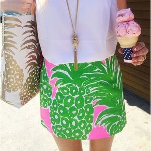 Lilly Pulitzer pink and green pineapple skirt